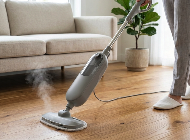 無垢フローリングにスチームモップをかけるNG行為の写真